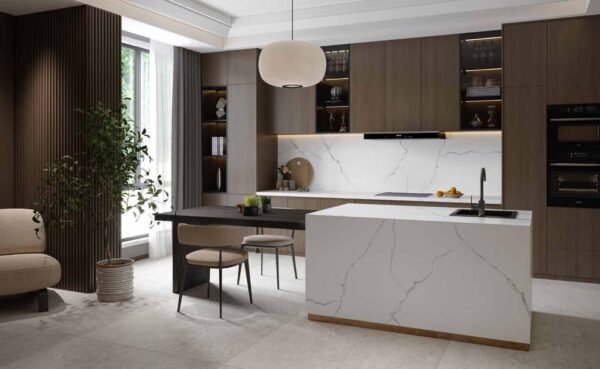 T-ONE Marble Statuario Porselen ile mutfağınız konuşulsun