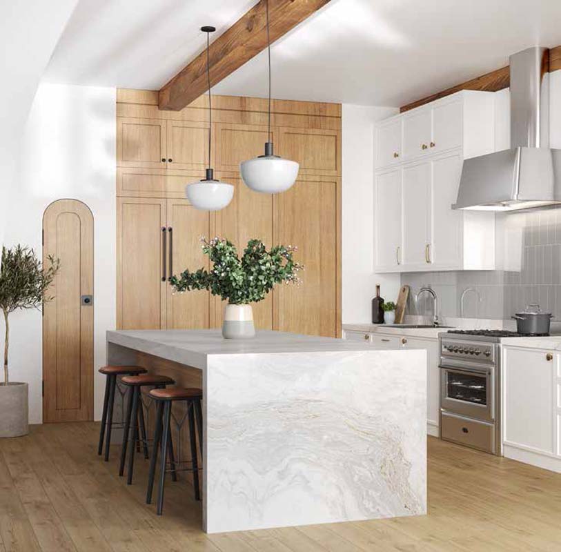 T-ONE Calacatta Gold Porselen ile mutfağınızda havalı bir çizgi