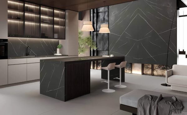 T-ONE Porselen Pietra Nero Mutfak Tezgahı Serisi