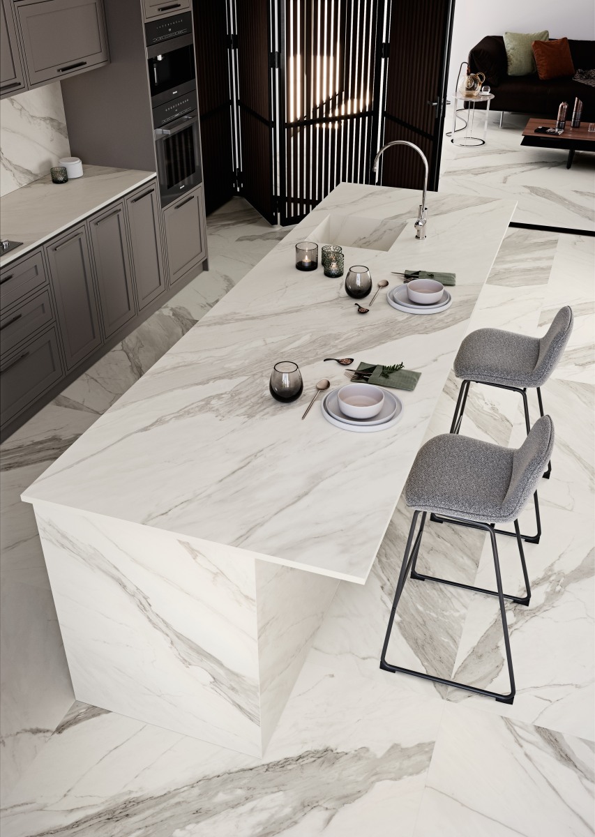 Coverlam Calacata Blanco | Porselen Mutfak Tezgahı