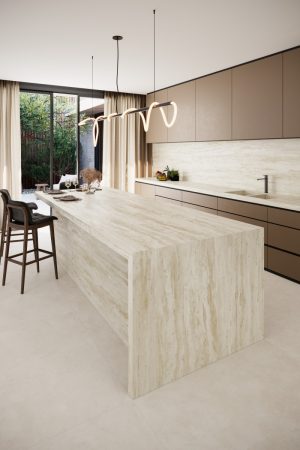 Coverlam Travertino Ivory | Porselen Mutfak Tezgahı