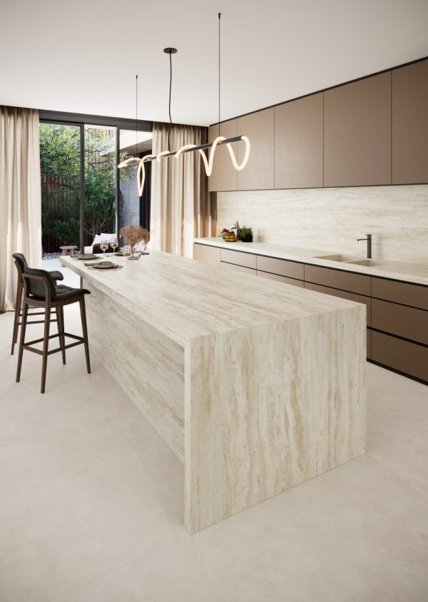 Coverlam Travertino Ivory | Porselen Mutfak Tezgahı