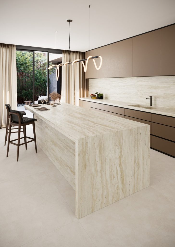 Coverlam Travertino Ivory | Porselen Mutfak Tezgahı
