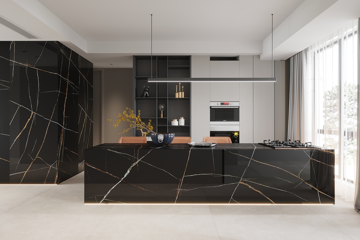 NG Stone Bamboo Noir | Porselen Mutfak Tezgahı