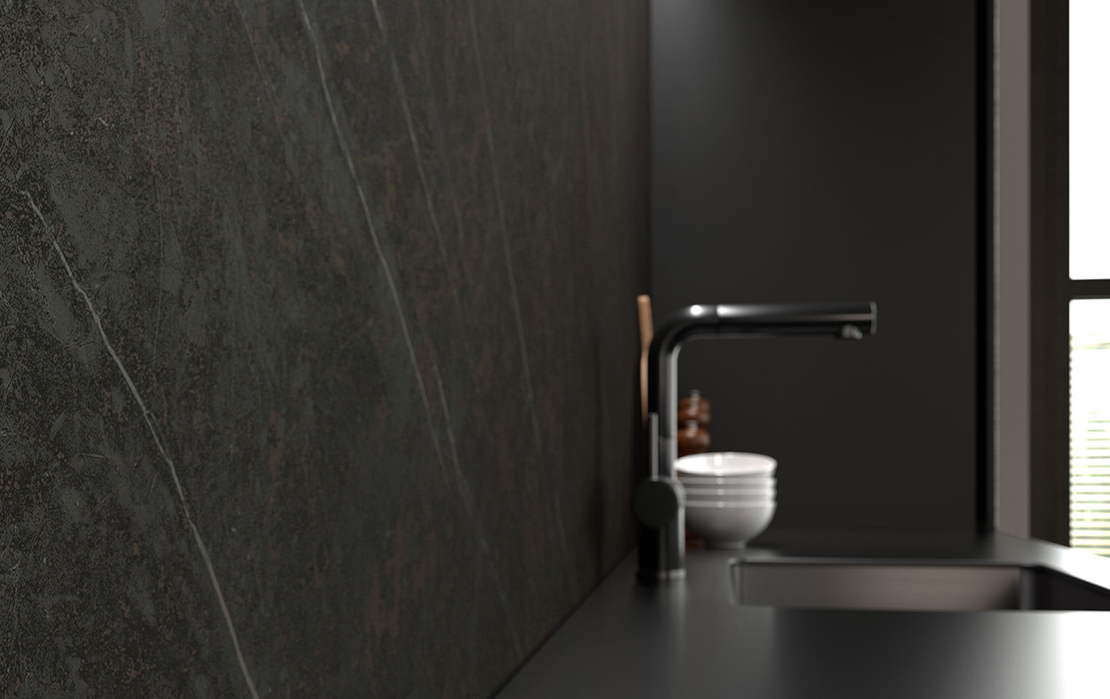 Ascale Allure Black 12mm Porselen Tezgah