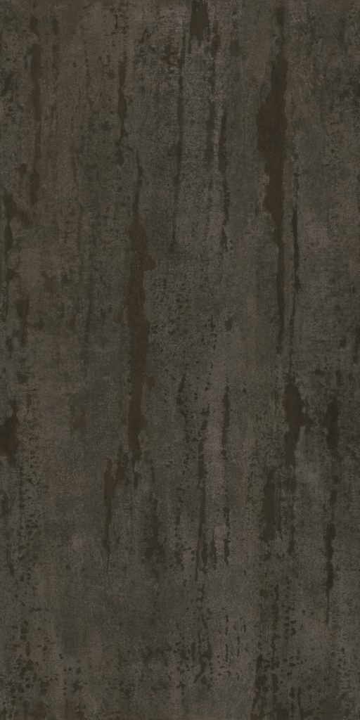 Ascale Millenium Copper porselen tezgahın paslanmış bakır görünümlü, koyu kahverengi ve antrasit tonlarındaki dokusu.