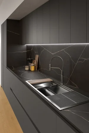 Atlas Plan Black Atlantis 12mm Porselen Tezgah