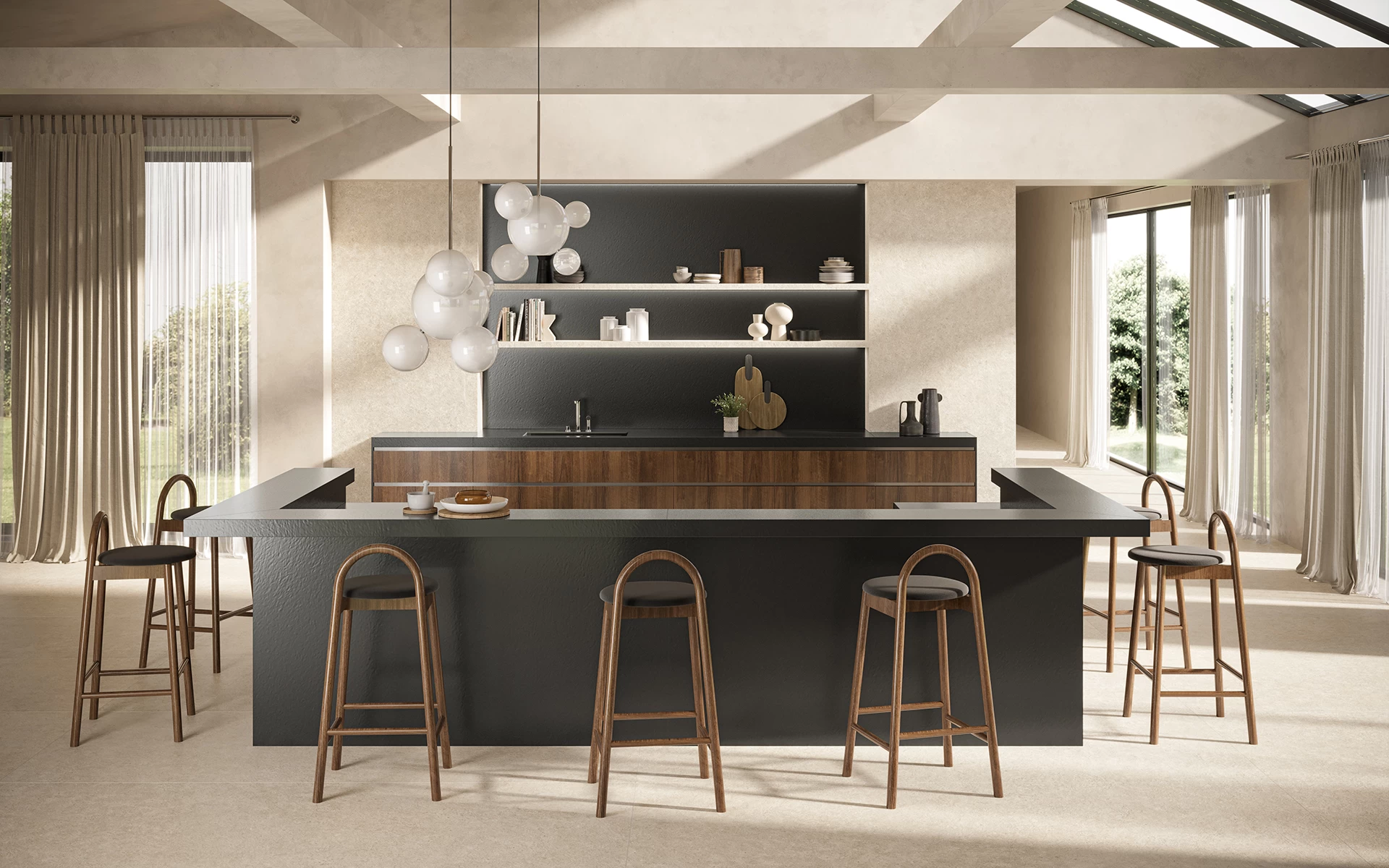 Atlas Plan Black Lava 12mm Porselen Tezgah