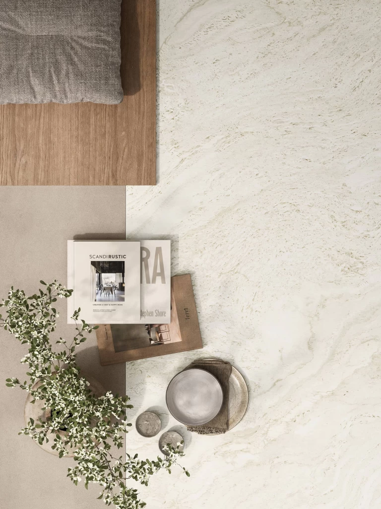 Atlas Plan Travertino Halo White 12mm Porselen Tezgah