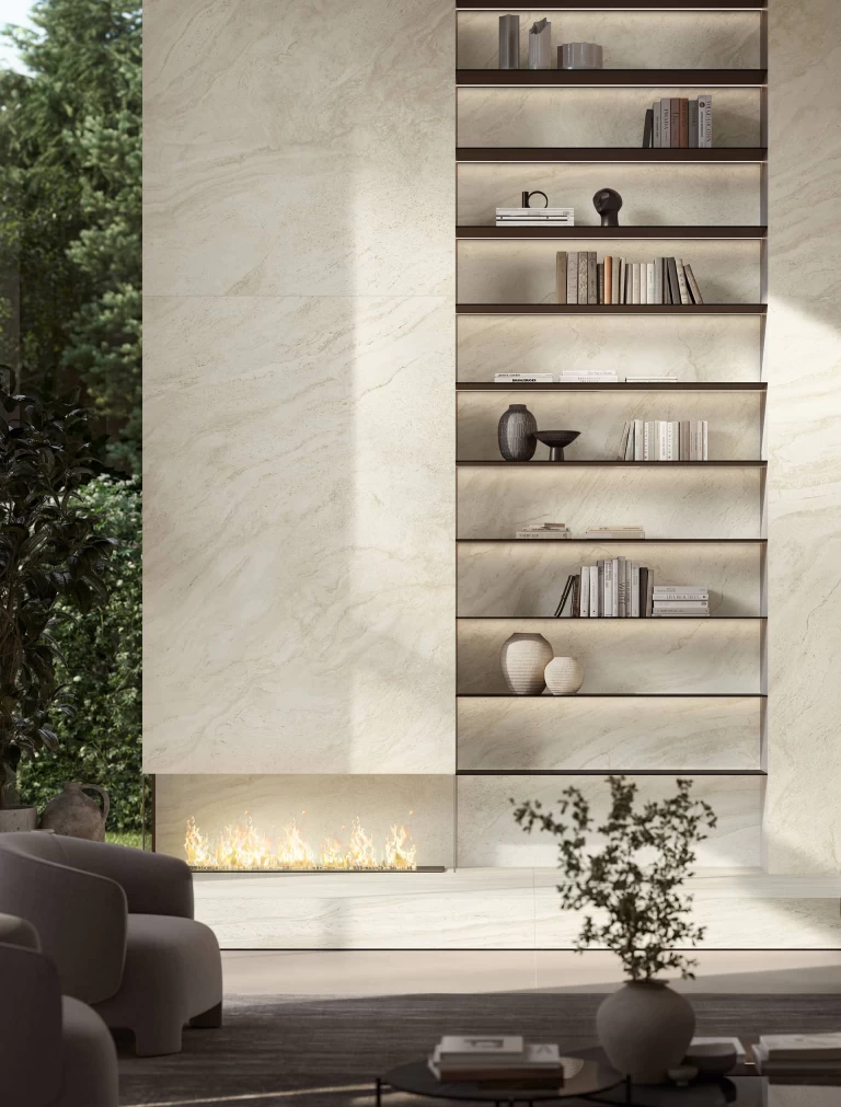 Atlas Plan Travertino Halo White 12mm Porselen Tezgah