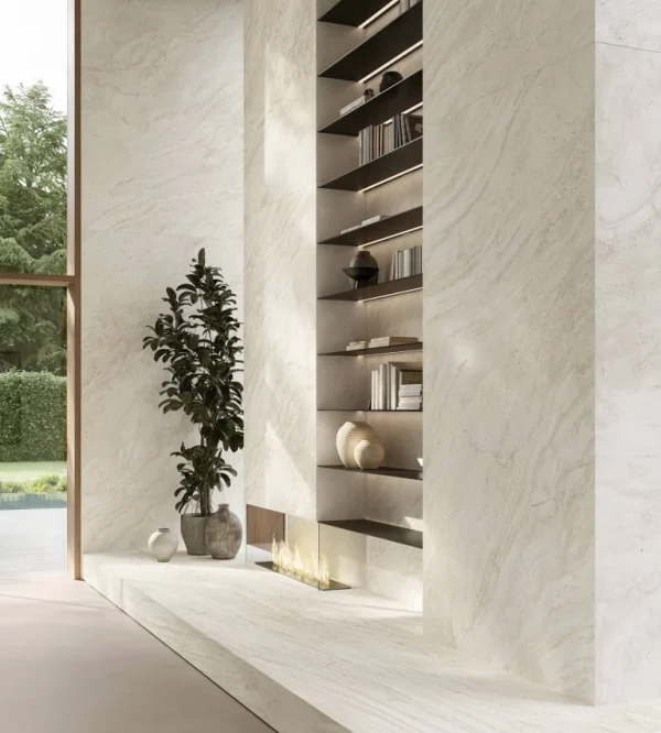 Atlas Plan Travertino Halo White 12mm Porselen Tezgah