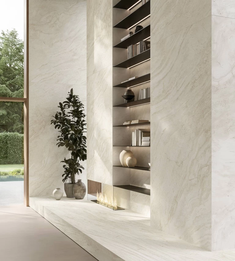 Atlas Plan Travertino Halo White 12mm Porselen Tezgah