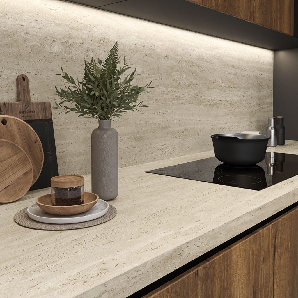 Atlas Plan Travertino Pearl 12mm Porselen Tezgah