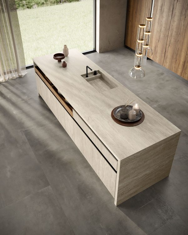 Atlas Plan Travertino Pearl 12mm Porselen Tezgah