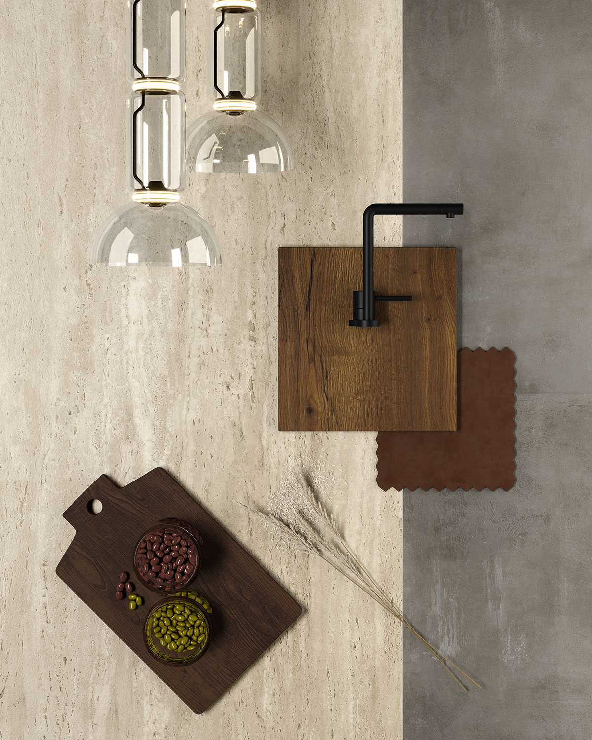 Atlas Plan Travertino Pearl 12mm Porselen Tezgah