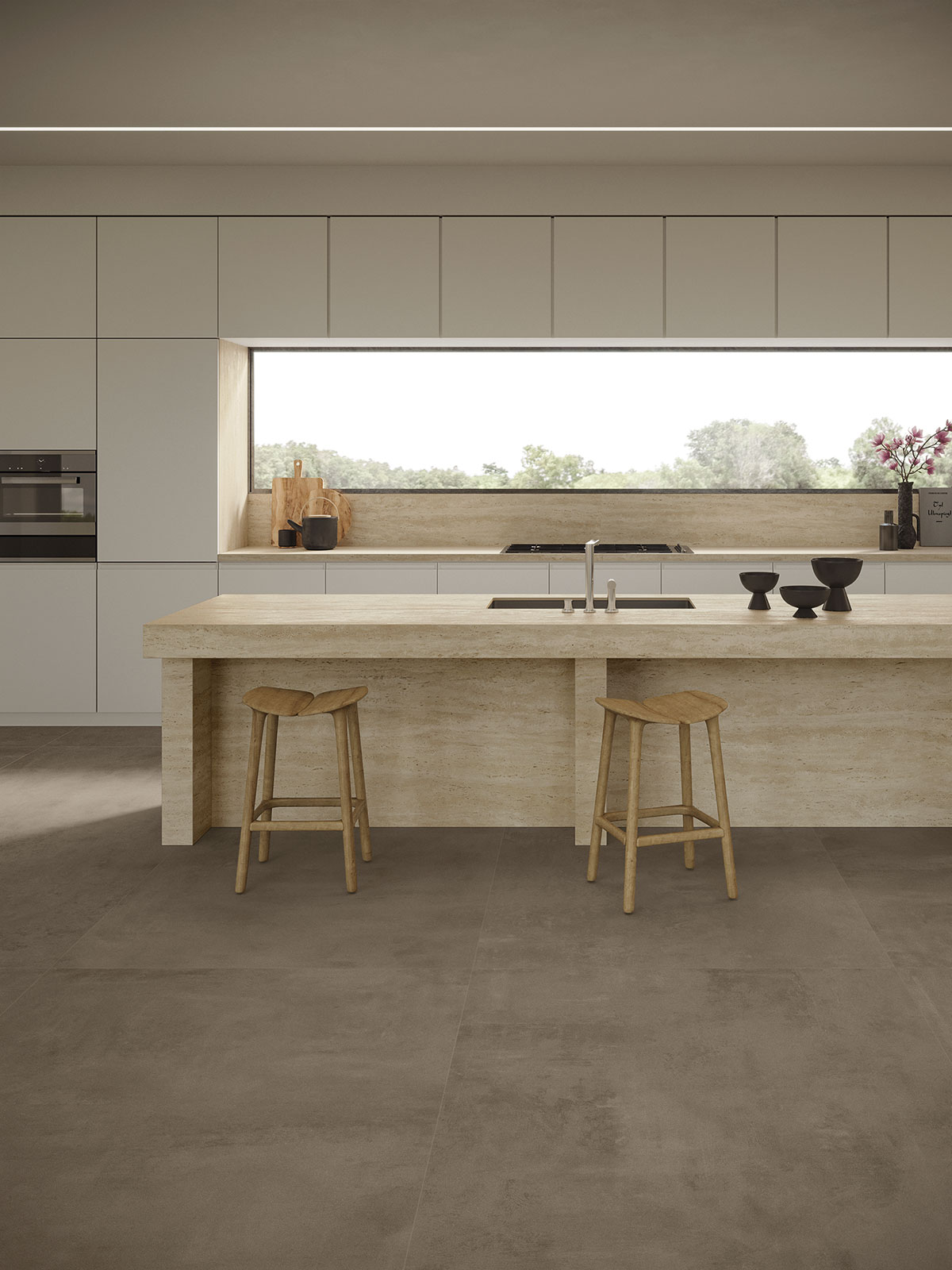 Atlas Plan Travertino Sand 12mm Porselen Tezgah