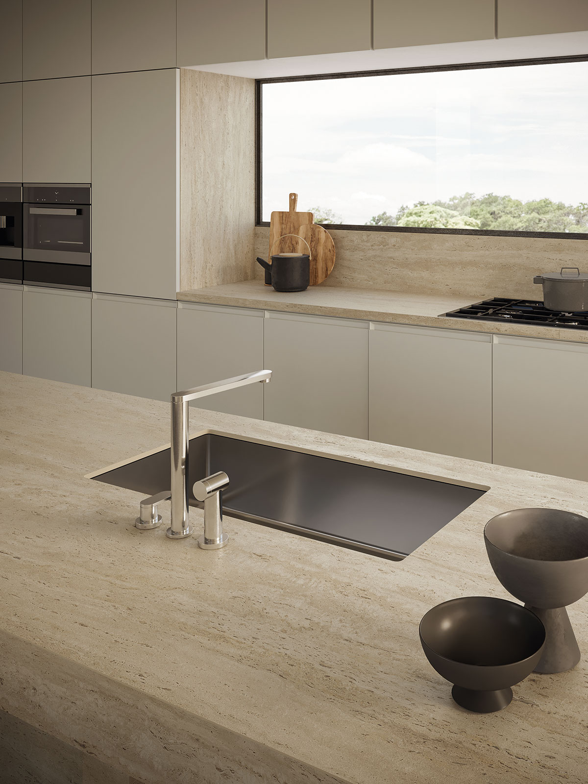 Atlas Plan Travertino Sand 12mm Porselen Tezgah