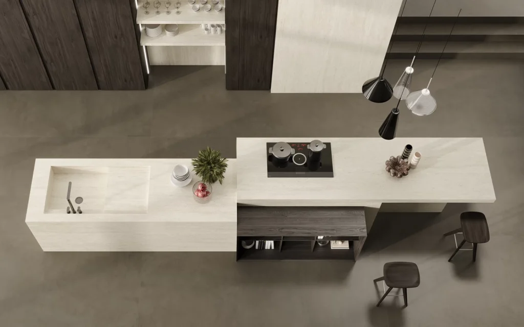 Atlas Plan Travertino White 12mm Porselen Tezgah