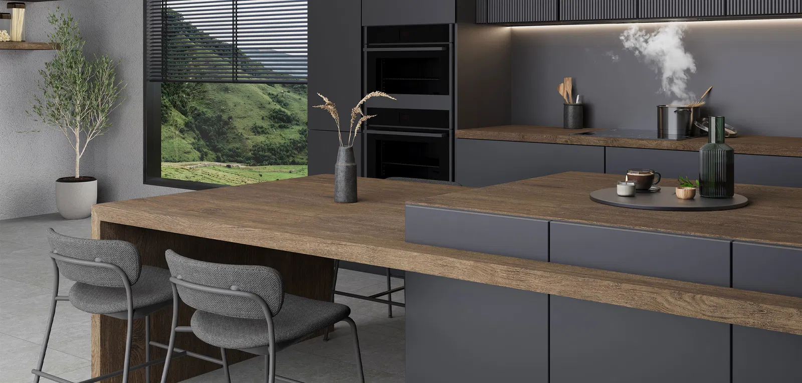 BiqSlab Ebony Porselen Tezgah