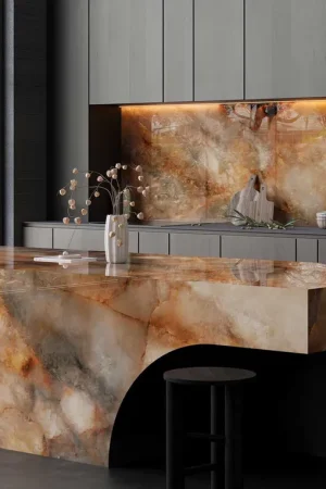 BiqSlab Golden Dust Porselen Tezgah