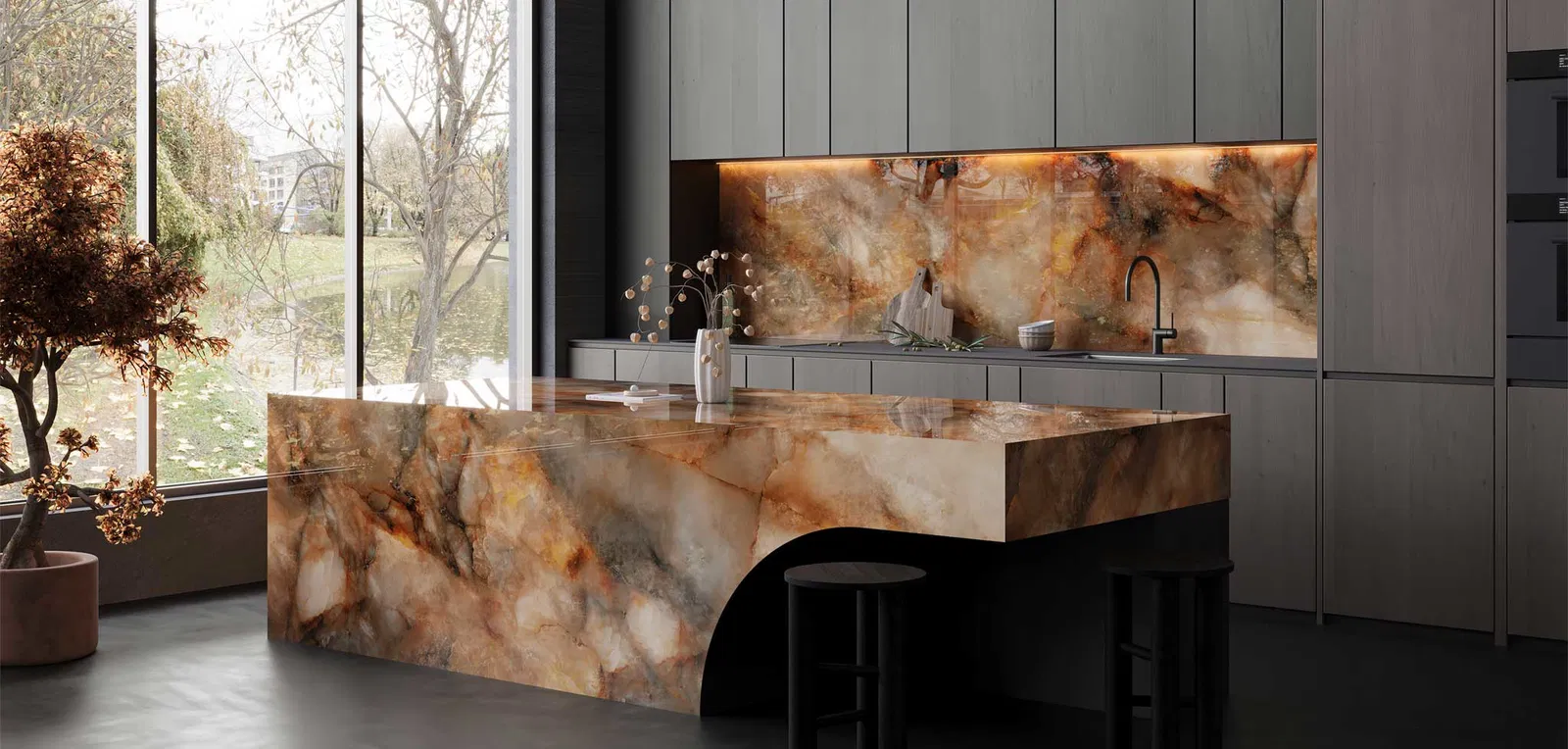 BiqSlab Golden Dust Porselen Tezgah