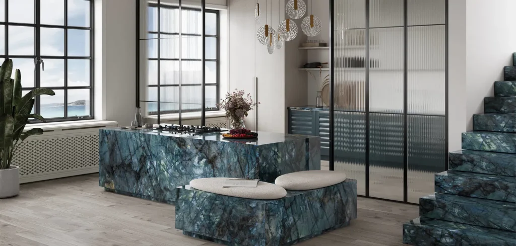 BiqSlab Lemurian Blue Porselen Tezgah