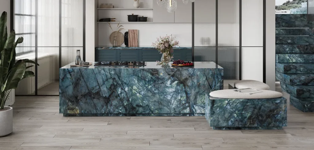 BiqSlab Lemurian Blue Porselen Tezgah