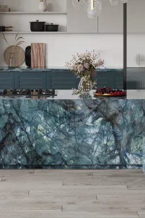 BiqSlab Lemurian Blue Porselen Tezgah