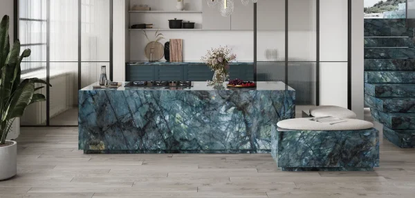 BiqSlab Lemurian Blue Porselen Tezgah