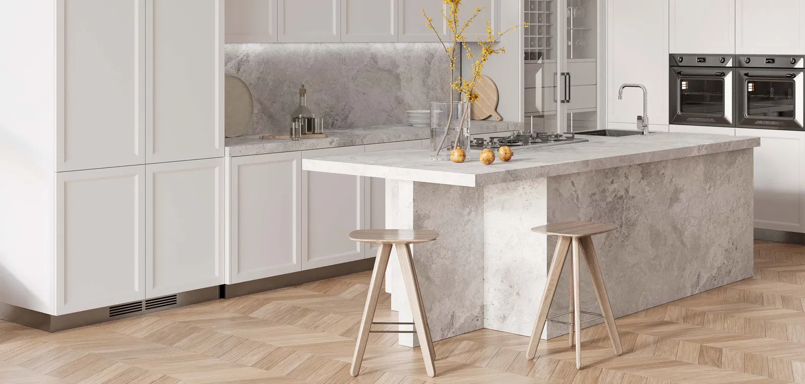 BiqSlab Silver Cloud Porselen Tezgah