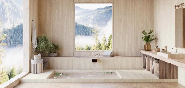 BiqSlab Traverten White Porselen Tezgah