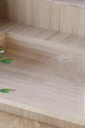 BiqSlab Traverten White Porselen BiqSlab Traverten White Porselen TezgahTezgah