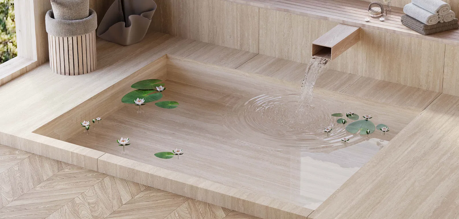 BiqSlab Traverten White Porselen BiqSlab Traverten White Porselen TezgahTezgah