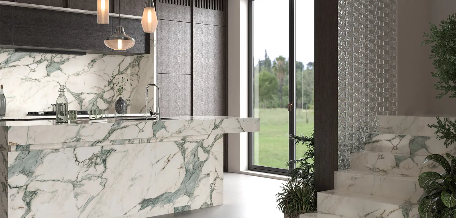 BiqSlab Verde Luna Porselen Tezgah