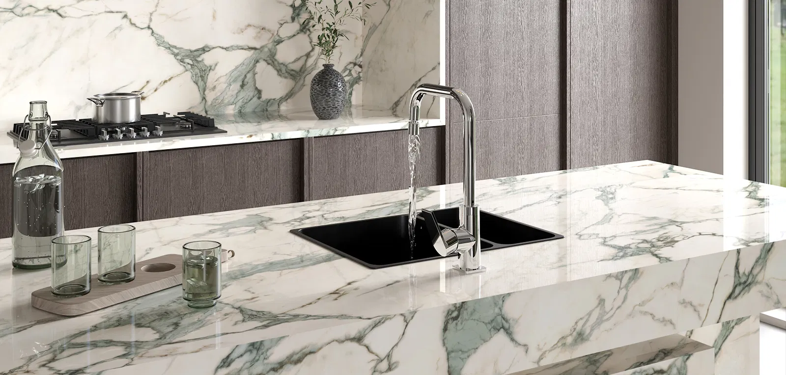 BiqSlab Verde Luna Porselen Tezgah