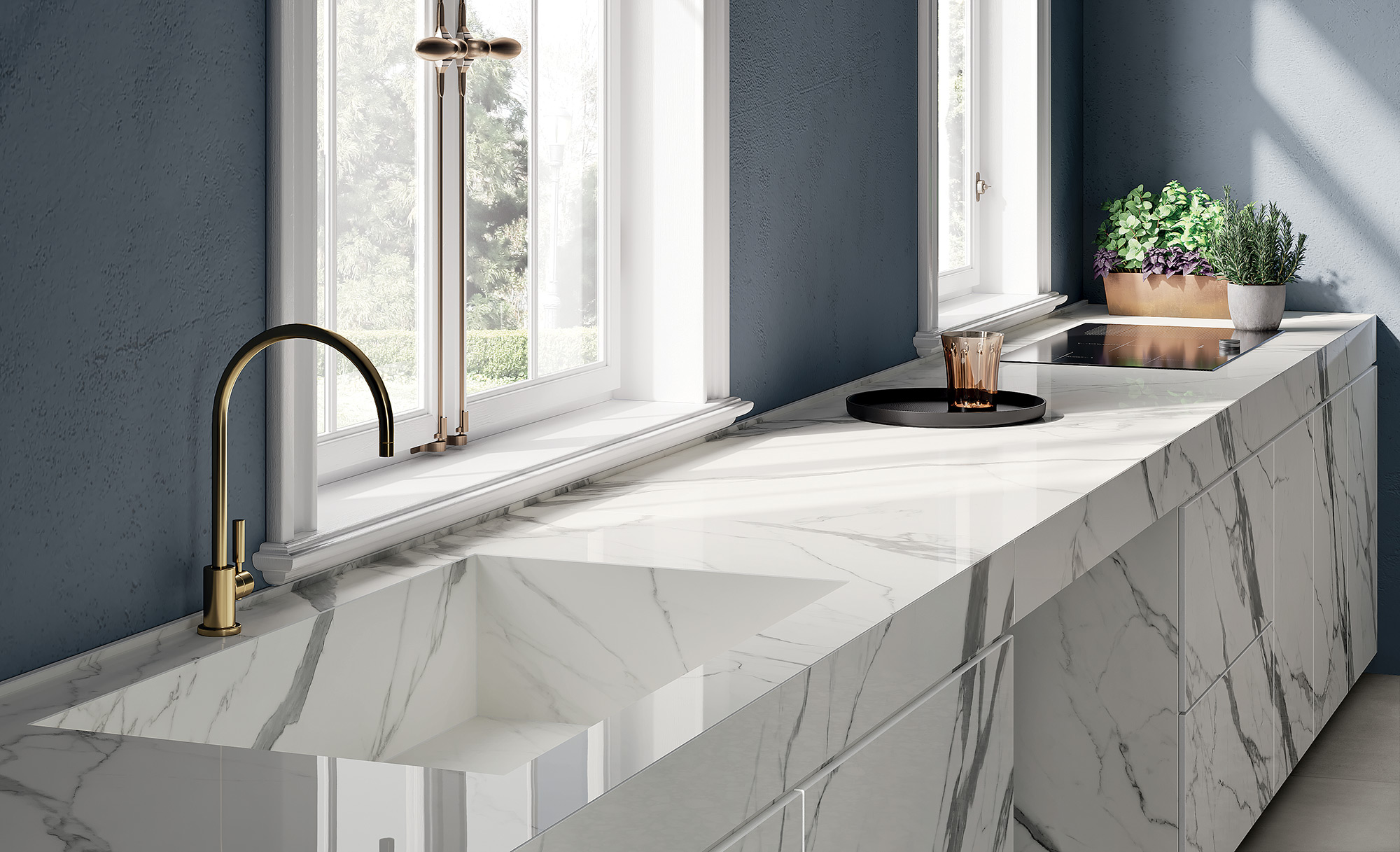 Fondovalle Statuario Extra | Porselen Mutfak Tezgahı