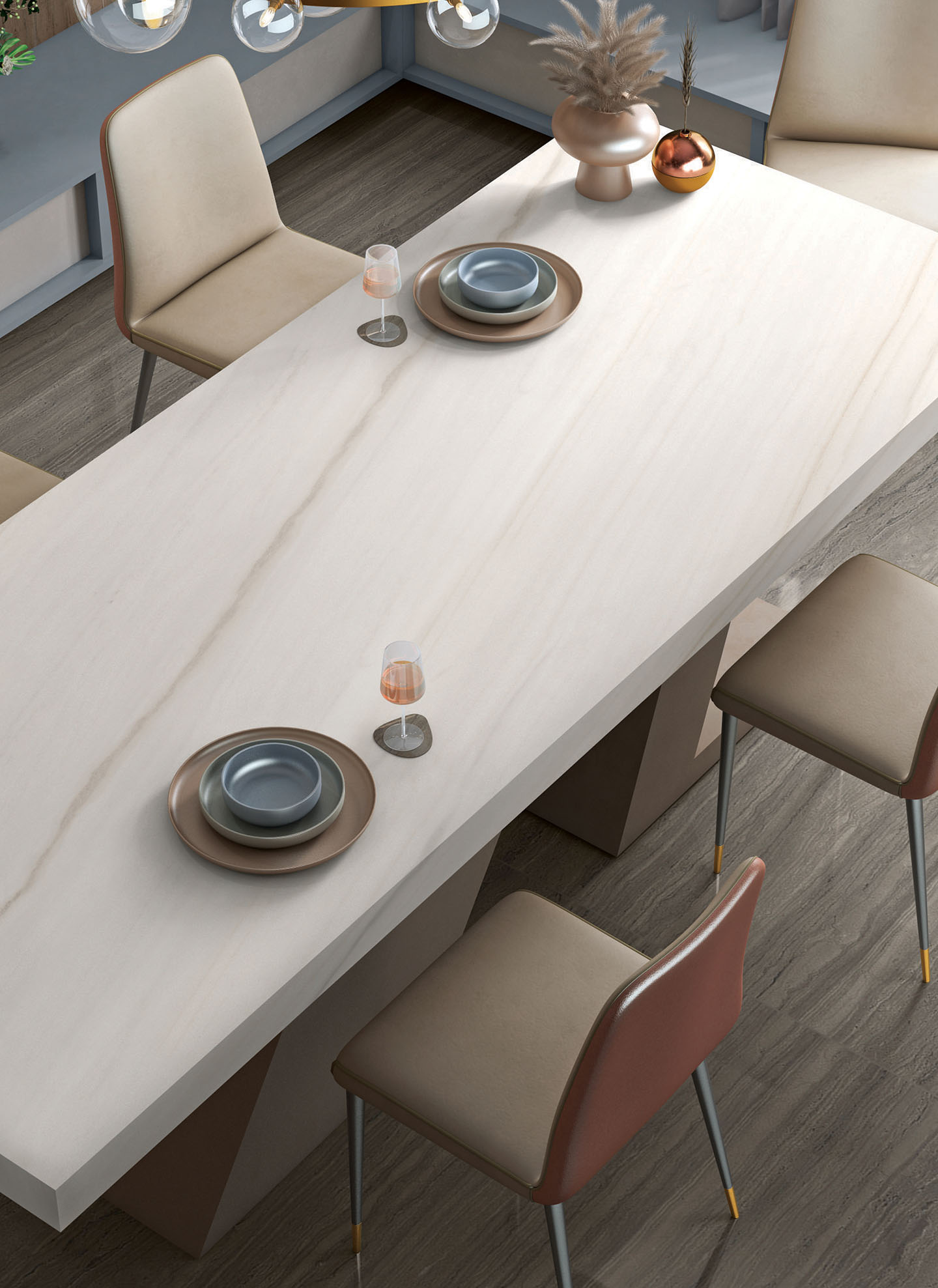 Lamar Bianco Lasa Porselen Tezgah