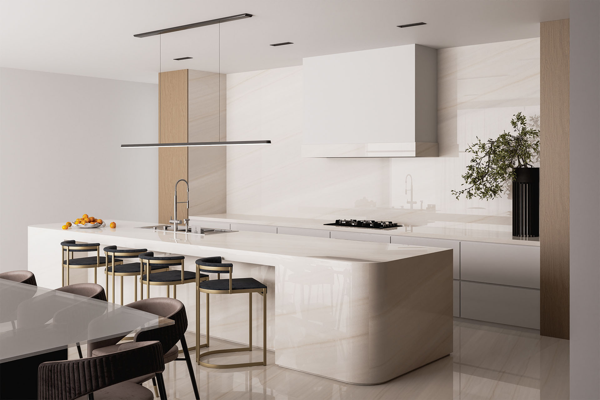 Lamar Bianco Lasa Porselen Tezgah