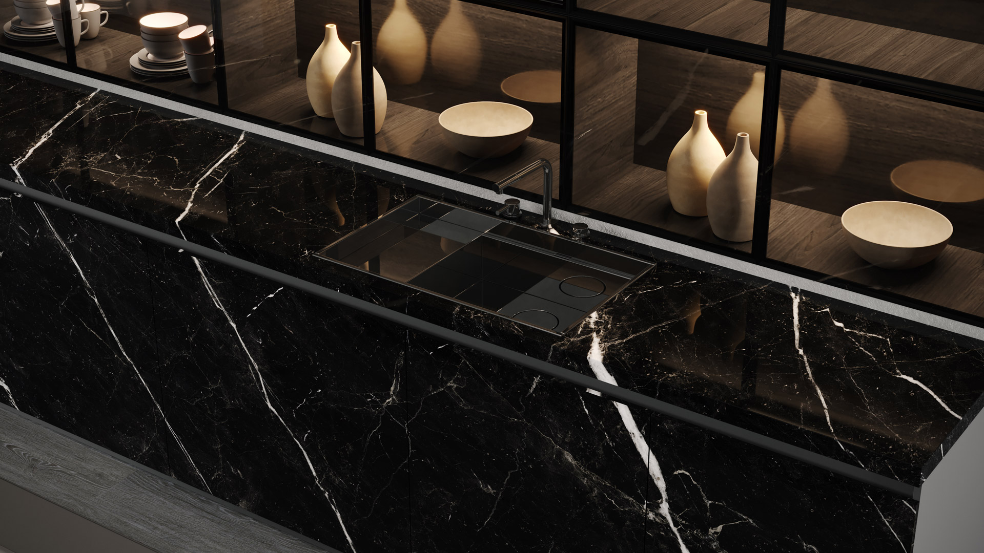 Lamar Marquina Porselen Tezgah