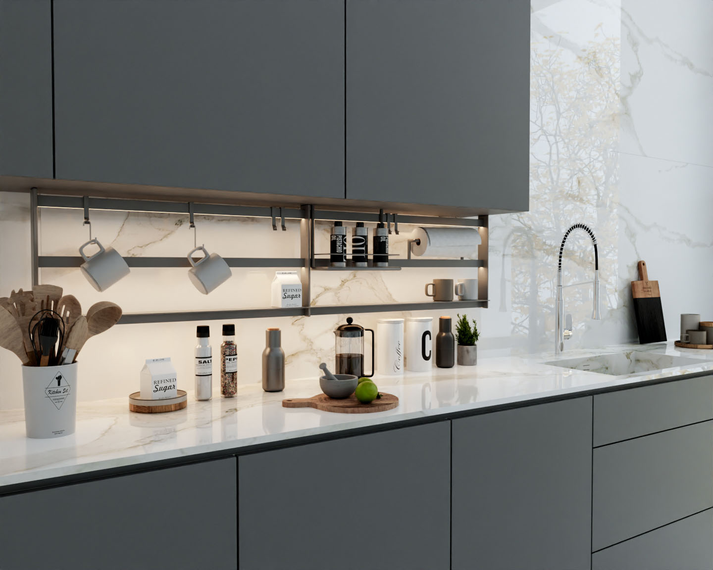 Lamar Statuario Elite Porselen Tezgah