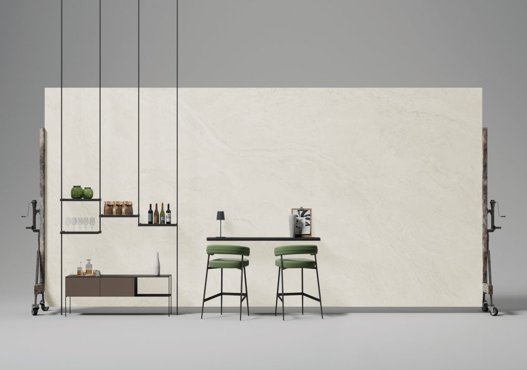 Travertino Minimal White Lapp Matt | Level Porselen Tezgah