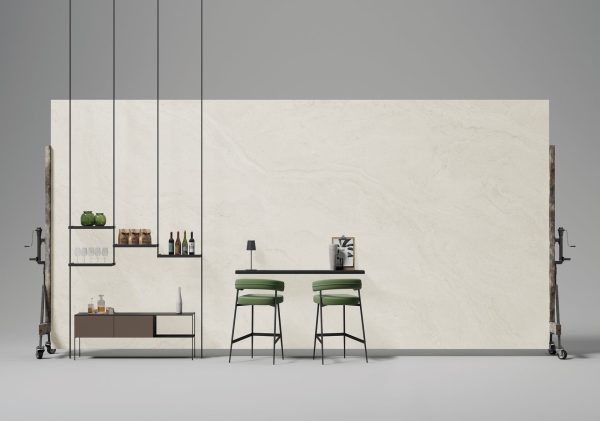 Travertino Minimal White Lapp Matt | Level Porselen Tezgah