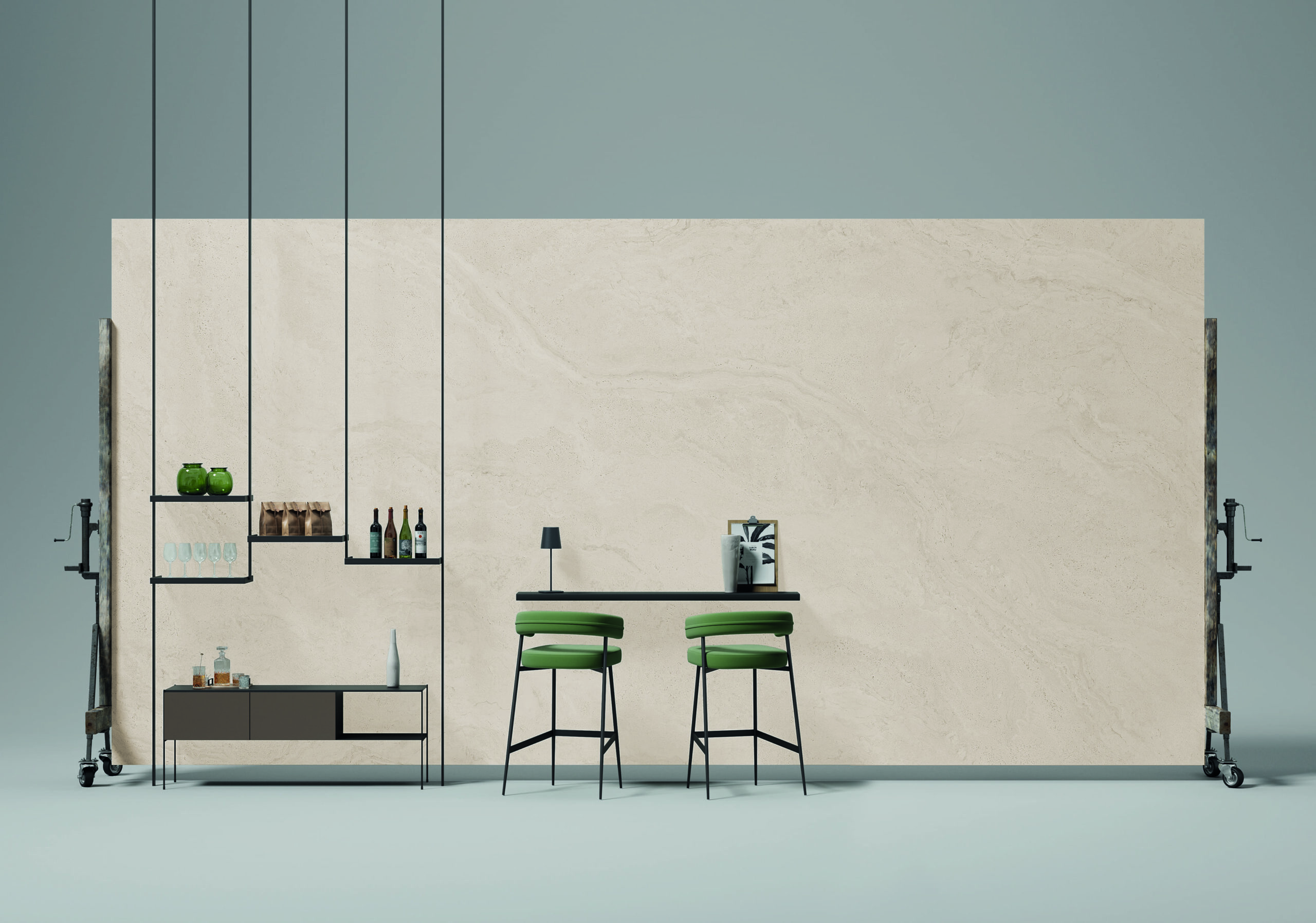 Travertino Minimal White | Level Porselen Tezgah