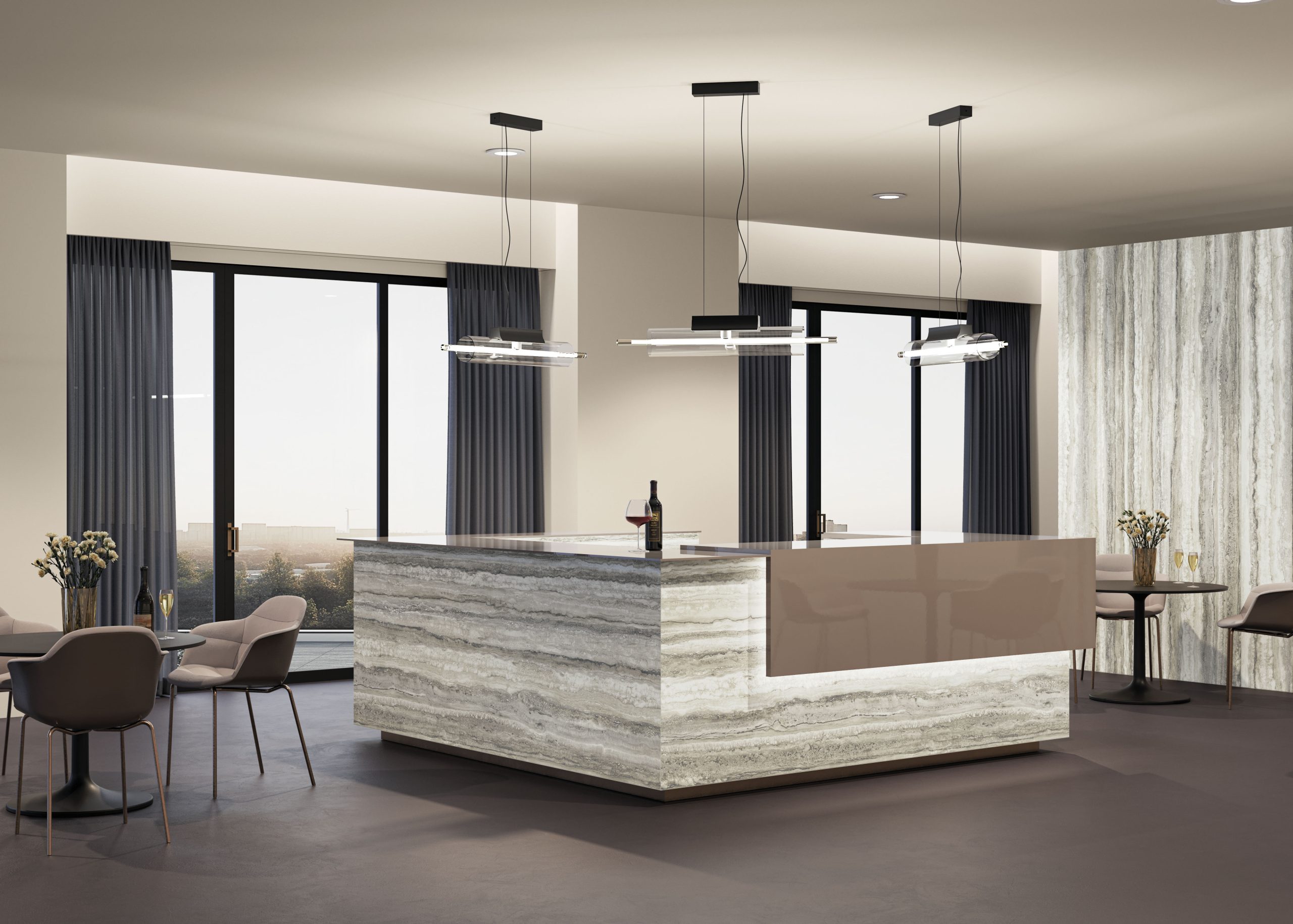 Lapidura Heaven Travertino Tiger 12mm Porselen Tezgah