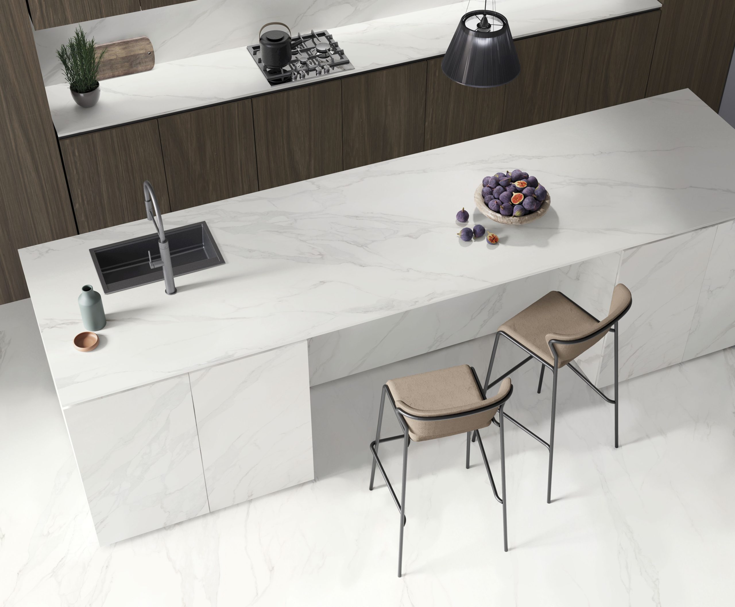 Lapidura Statuario Imperiale Light 12mm Porselen Tezgah