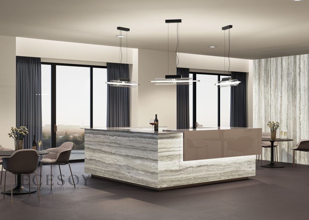 Lapidura Heaven Travertino Tiger 12mm Porselen Tezgah