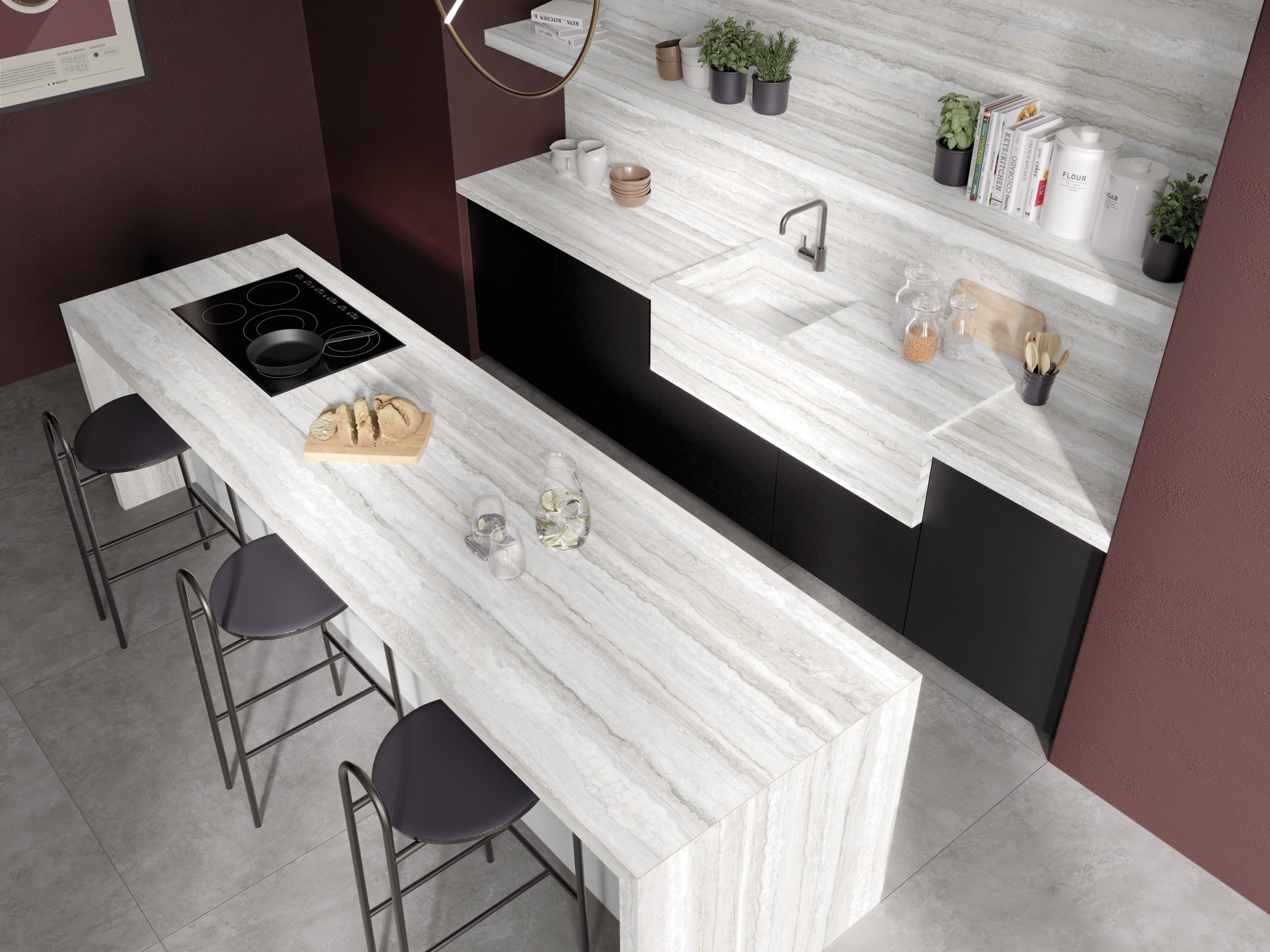 Lapidura Heaven Travertino White 12mm Porselen Tezgah