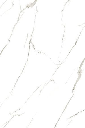 Beyaz zemin üzerine gri damarlı, dokulu yüzeye sahip Lapidura Structured Marble mermer görünümlü porselen plaka.