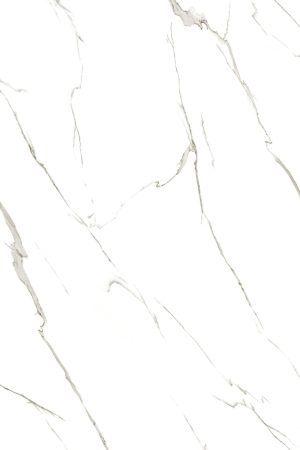 Beyaz zemin üzerine dağılan belirgin gri damarlı Lapidura Structured Marble porselen tezgah yüzeyi.