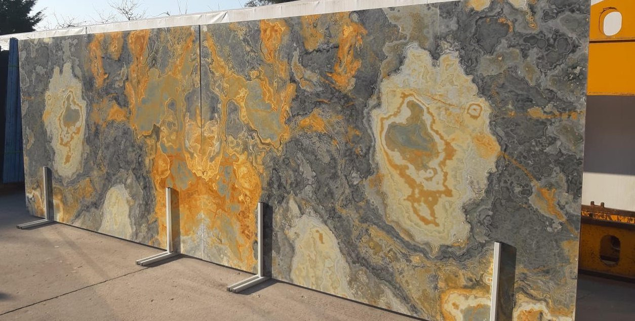 Blue Golden Onyx Plaka - Görsel 1